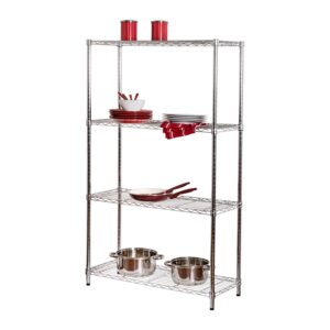 4-Tier Heavy-Duty Shelving Unit with 200-lb Shelf Capacity - Chrome