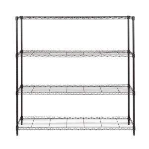 4-Tier Slim Profile Wide Shelving Unit - Black