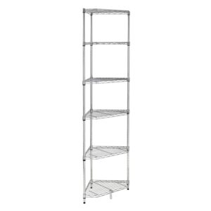 Steel 6-Tier Compact Corner Shelving Unit - Chrome
