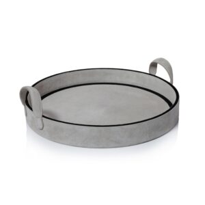 Suede Leather Round Serving Tray