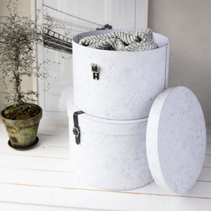 Set Of 2 Hat Boxes Marble Effect